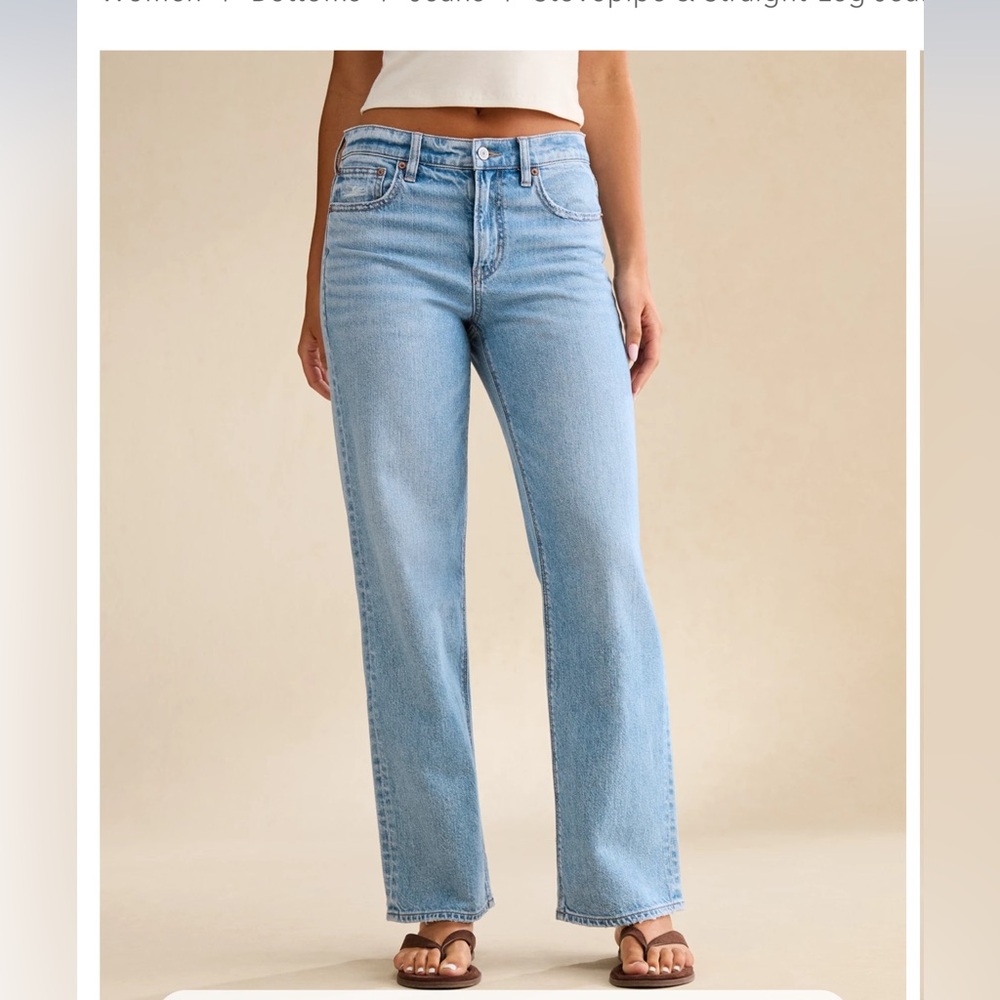 AE High-Waisted Stovepipe Jean Strigid Woman 16 Short Blue Streetwear 2025